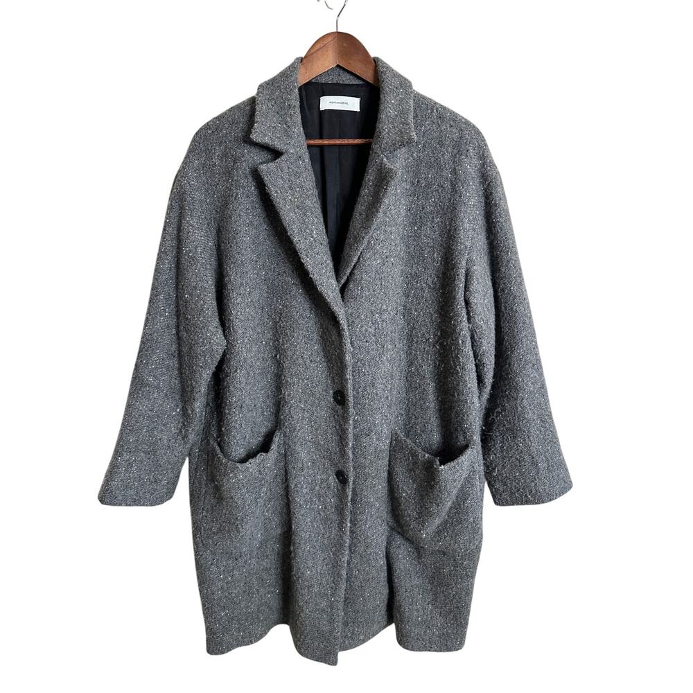 Pomandere Italy Wool Mohair Blend Gray Oversized Coat Jacket Womans 6